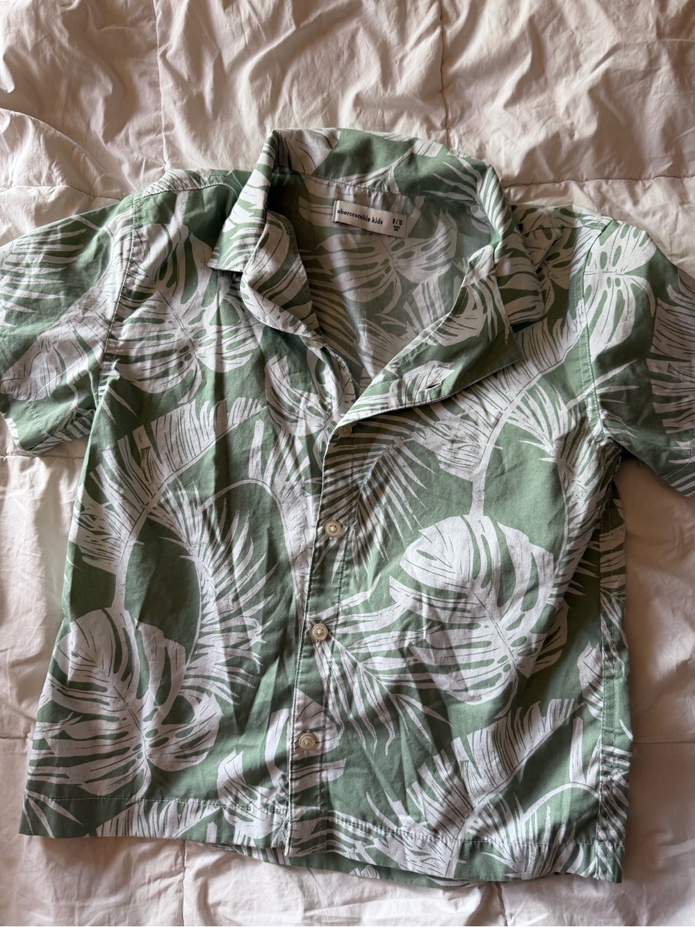 abercrombie kids Sage Green Tropical Leaf Button-Down Shirt